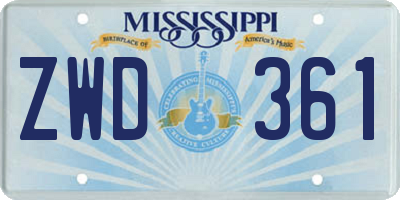 MS license plate ZWD361