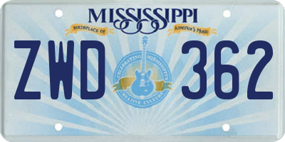 MS license plate ZWD362