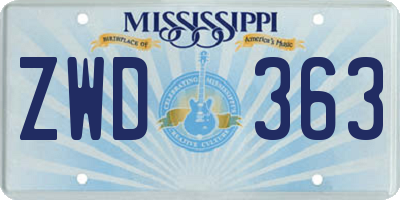 MS license plate ZWD363