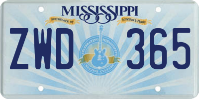 MS license plate ZWD365