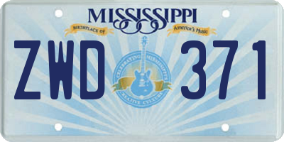 MS license plate ZWD371
