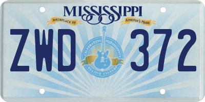 MS license plate ZWD372