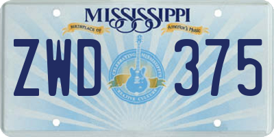 MS license plate ZWD375