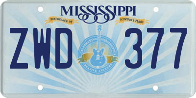 MS license plate ZWD377