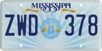 MS license plate ZWD378