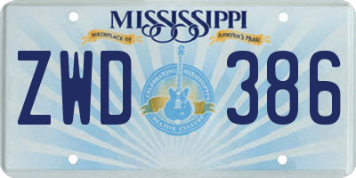 MS license plate ZWD386
