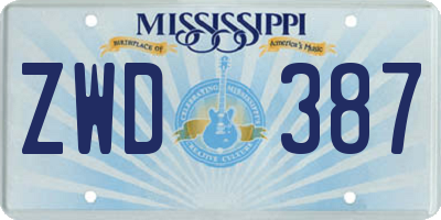 MS license plate ZWD387