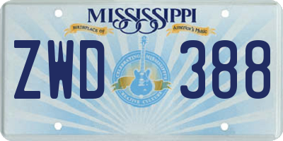 MS license plate ZWD388