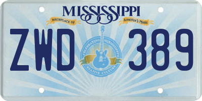 MS license plate ZWD389