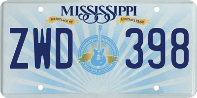 MS license plate ZWD398