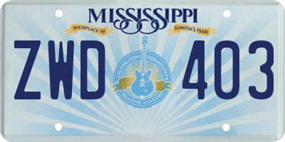 MS license plate ZWD403