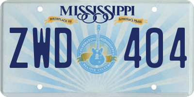 MS license plate ZWD404