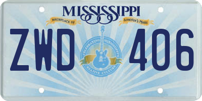 MS license plate ZWD406