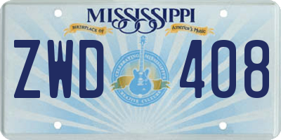 MS license plate ZWD408