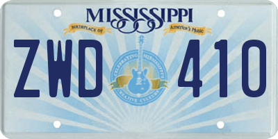 MS license plate ZWD410