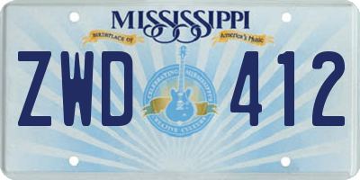 MS license plate ZWD412