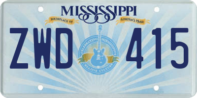 MS license plate ZWD415