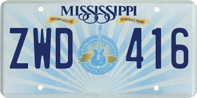 MS license plate ZWD416