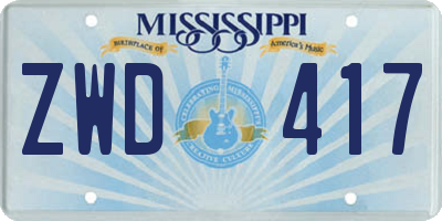 MS license plate ZWD417