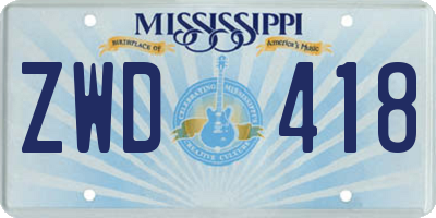 MS license plate ZWD418