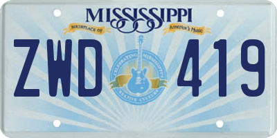 MS license plate ZWD419