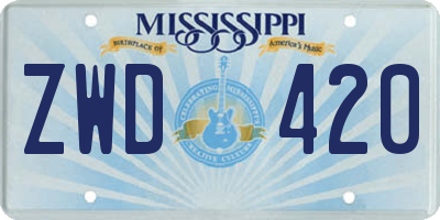 MS license plate ZWD420