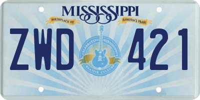 MS license plate ZWD421