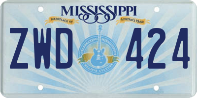 MS license plate ZWD424
