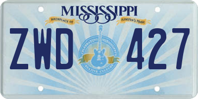 MS license plate ZWD427