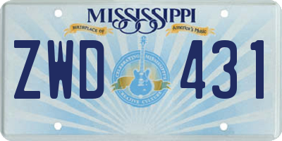 MS license plate ZWD431