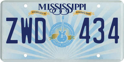 MS license plate ZWD434