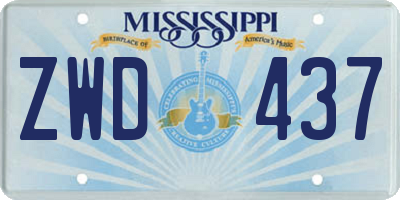 MS license plate ZWD437