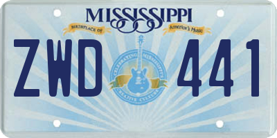 MS license plate ZWD441