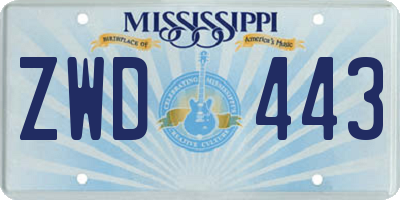 MS license plate ZWD443