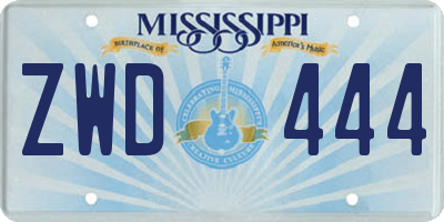 MS license plate ZWD444