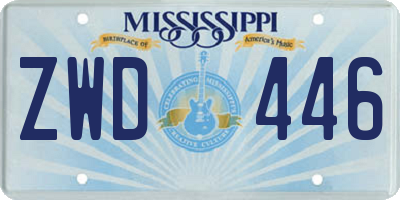 MS license plate ZWD446