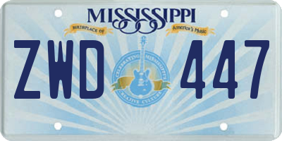 MS license plate ZWD447