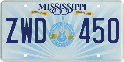 MS license plate ZWD450