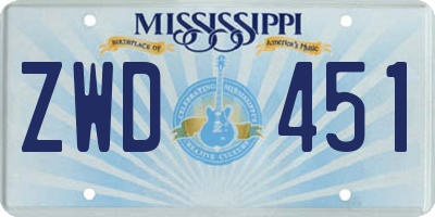 MS license plate ZWD451