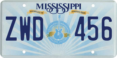 MS license plate ZWD456