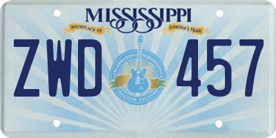 MS license plate ZWD457
