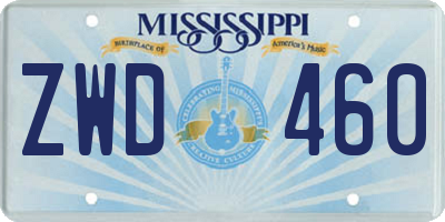 MS license plate ZWD460