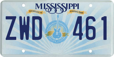 MS license plate ZWD461