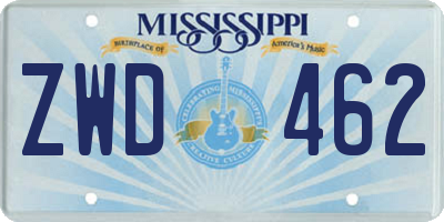 MS license plate ZWD462