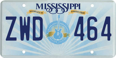 MS license plate ZWD464