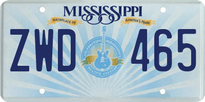 MS license plate ZWD465