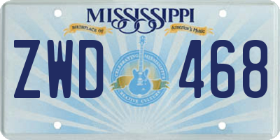 MS license plate ZWD468