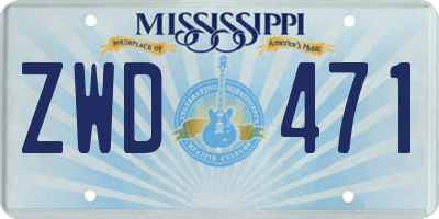MS license plate ZWD471