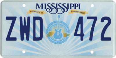 MS license plate ZWD472