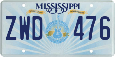 MS license plate ZWD476